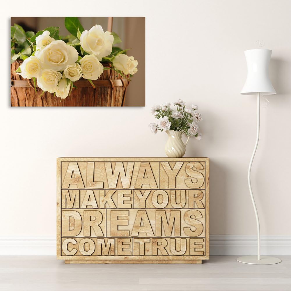 Feeby Frames, Leinwandbild, Bilder, Wand Bild, Wandbilder, Kunstdruck 60x80cm, STRAUss, ROSEN, KORB,