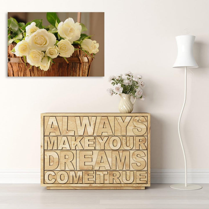 Feeby Frames, Leinwandbild, Bilder, Wand Bild, Wandbilder, Kunstdruck 60x80cm, STRAUss, ROSEN, KORB,