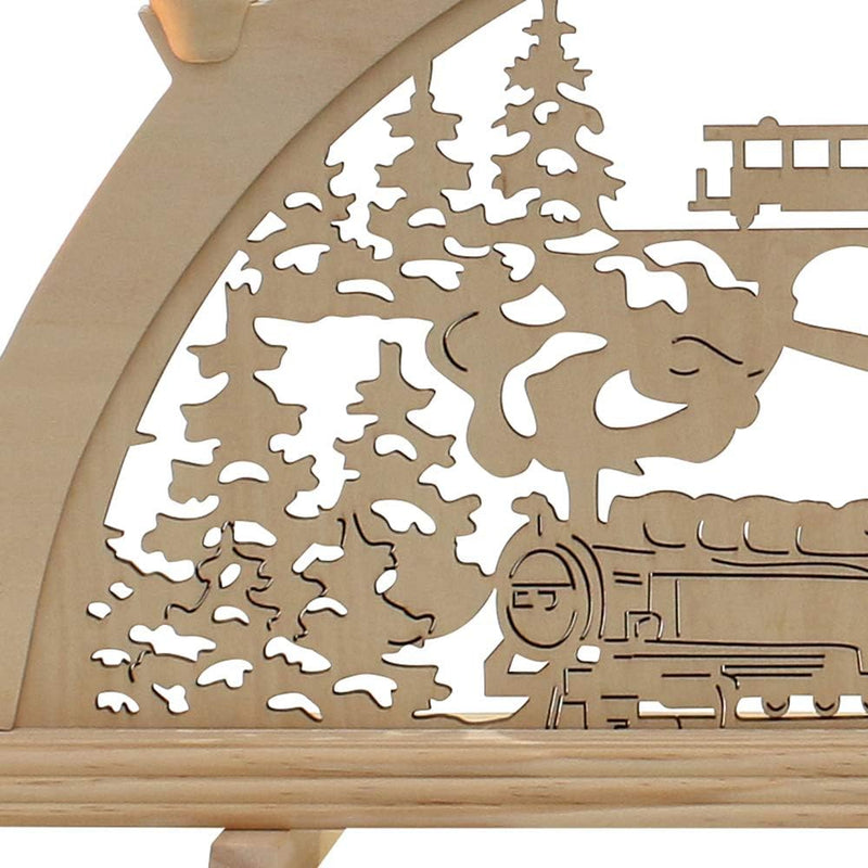 Dekohelden24 7-flammiger Holz Schwibbogen, Motiv: Eisenbahn, L/B/H: 58 x 4 x 38 cm, 37 cm, Eisenbahn