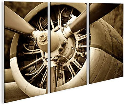 islandburner Bild Bilder auf Leinwand Propeller Flugzeug Motor 3p XXL Poster Leinwandbild Wandbild D