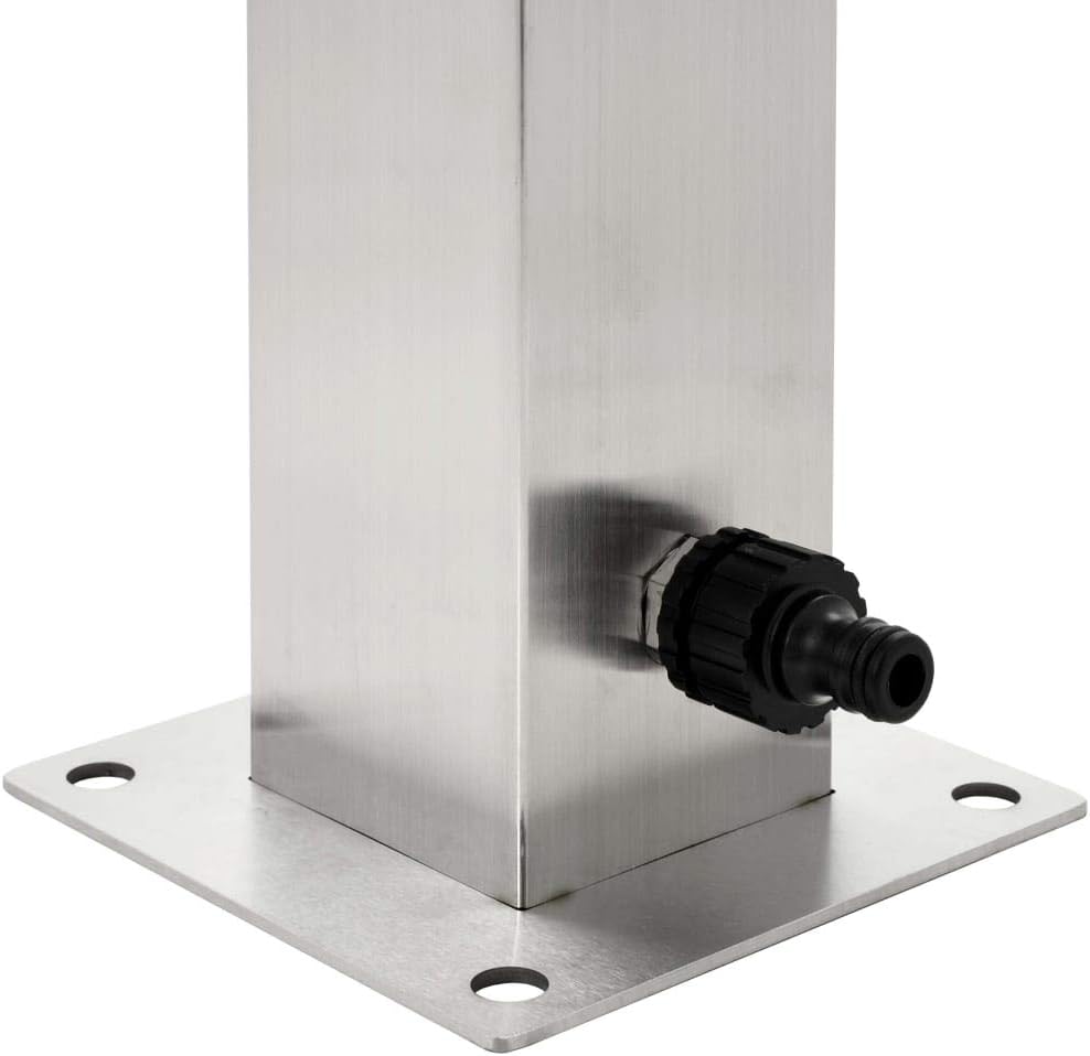 yorten Quadratisch Garten-Wassersäule Edelstahl mit Wasserhahn Wasserzapfsäule mit Einer Diagonalsch