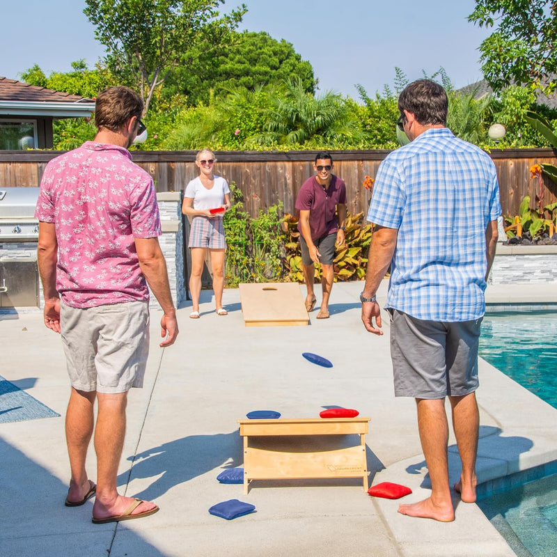 GoSports Zweiseitige Cornhole Sitzsäcke – Slide and Stop Regululation Turnier-Sitzsäcke, 8 Stück Rot