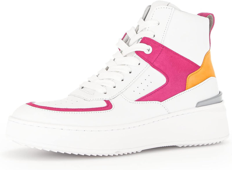 Gabor Damen High-Top Sneaker, Frauen Halbschuhe,Wechselfussbett 36 EU Weiss Pink Jelly, 36 EU Weiss