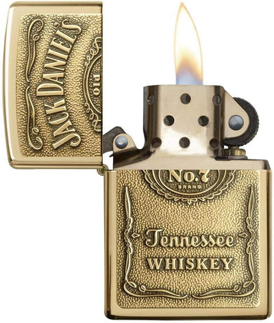 Zippo Jack Daniel 's Label Regular Feuerzeug High Polish Brass, High Polish Brass