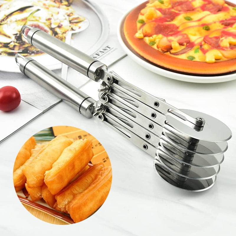 Pizzaschneider, Schneidrädchen aus Edelstahl Mehrrunder Teigschneider Roller, Pizza Cutter Gebäck-Ku