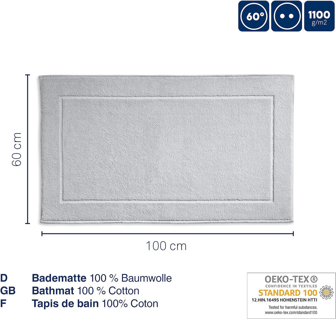 Kela Badvorleger Ladessa, 60 cm x 100 cm, 100% Baumwolle, Silbergrau, waschbar bei 60° C, für Fussbo