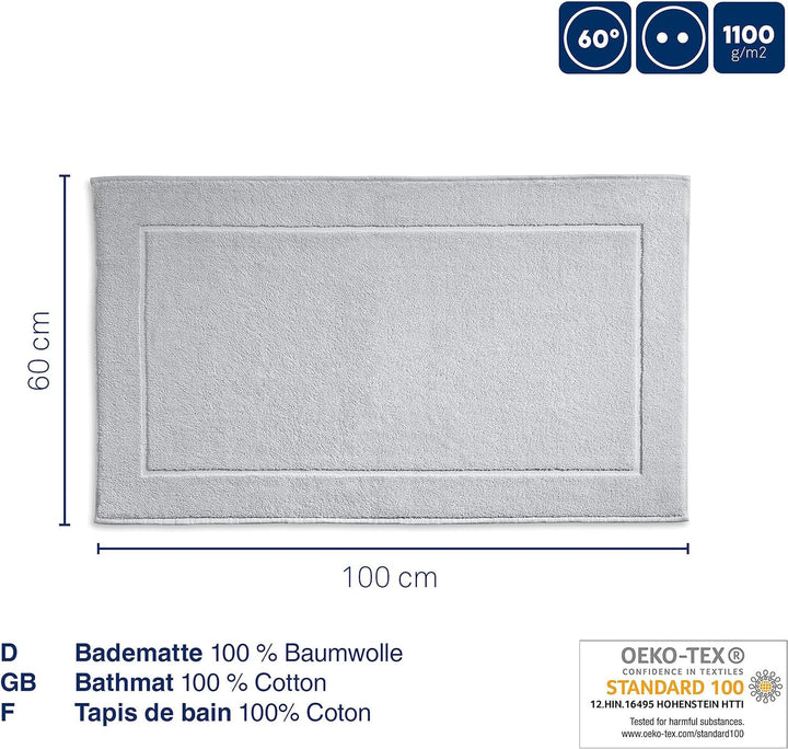 Kela Badvorleger Ladessa, 60 cm x 100 cm, 100% Baumwolle, Silbergrau, waschbar bei 60° C, für Fussbo