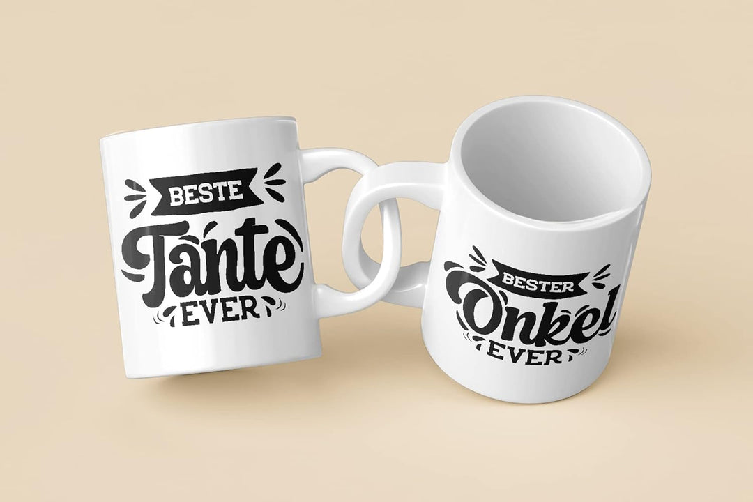 Trendation - Tante und Onkel Geschenk Tasse Set Kaffeetassen Geschenke Weihnachten (Weiss), Weiss