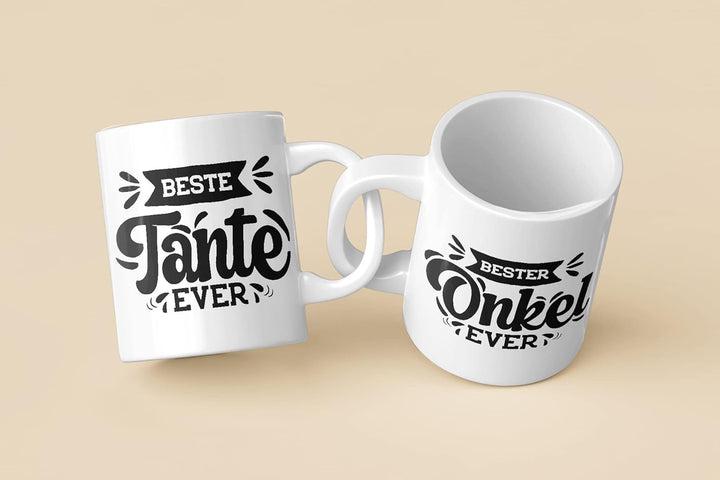 Trendation - Tante und Onkel Geschenk Tasse Set Kaffeetassen Geschenke Weihnachten (Weiss), Weiss