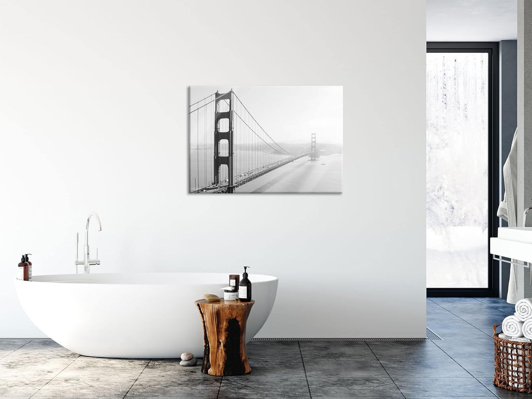 Pixxprint Glasbild | Wandbild aus Echtglas | Golden Gate Bridge San Francisco | 80x60 cm | inkl. Auf