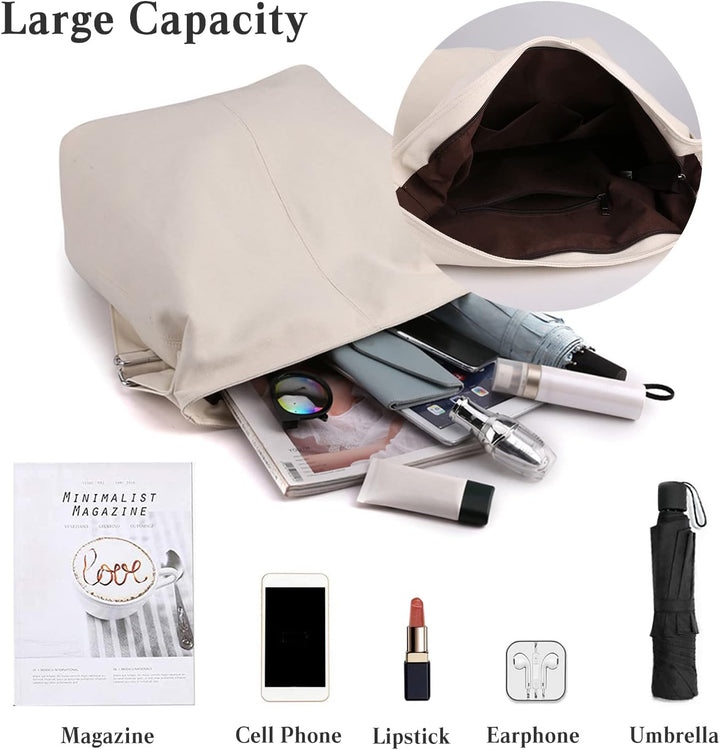 PORRASSO Mädchen Schultertasche Segeltuch Handtasche Damen Tote Bag Shopper Henkeltasche für Schule