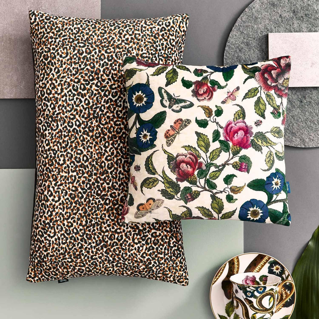 Spode Creatures of Curiosity Kissen mit Blumenmuster, 30 x 30 cm, cremefarben
