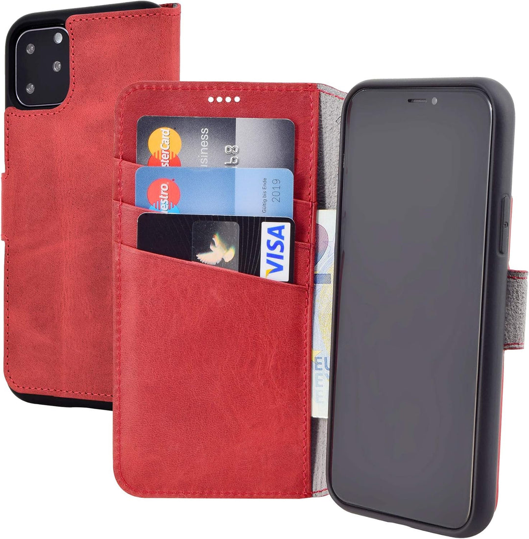 Suncase Book-Style Hülle kompatibel mit iPhone 11 Pro (5.8 Zoll) Leder Tasche (Slim-Fit) Lederhülle