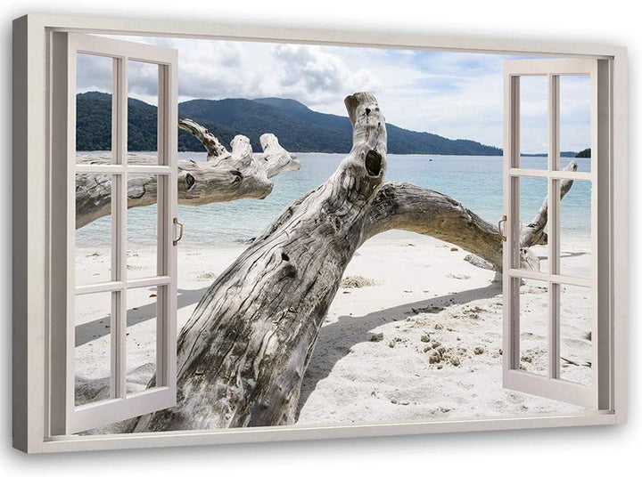 Feeby Wanddeko 3D Illusion Leinwandbild Kunstdruck Landschaft Beige 60x40 cm Leinwandbild 60x40 cm B