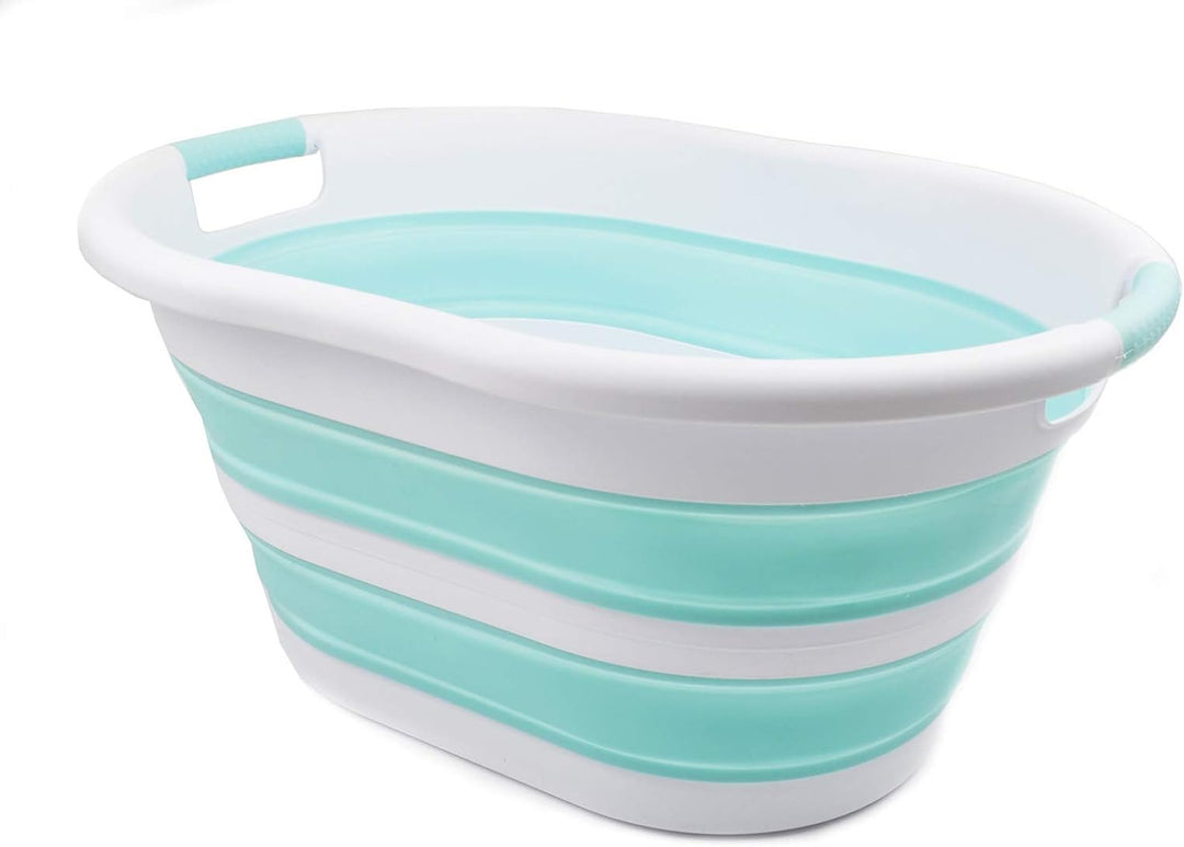 SAMMART 36L Collapsible Plastic Wäschekorb - Ovale Wanne/Korb - Faltbarer Vorratsbehälter/Organizer