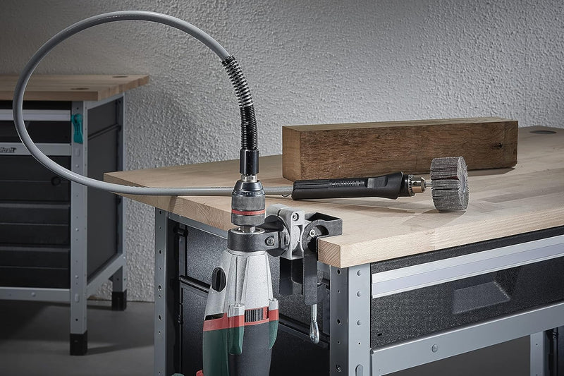 Wolfcraft 2147000 Biegsame Welle, schwere Ausführung, 3 Kugellager, Zahnkranzbohrfutter 1-10 mm, Sch