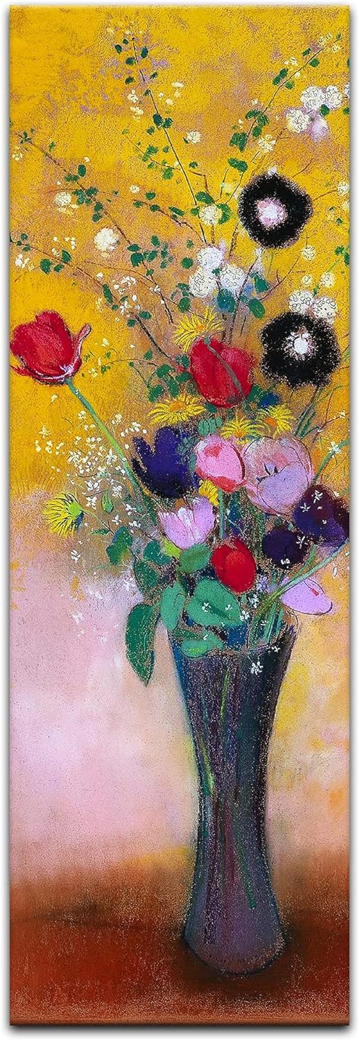 Bilderdepot24 Bild auf Leinwand | Odilon Redon Blumen in 30x90 cm als Wandbild | Wand-deko Dekoratio