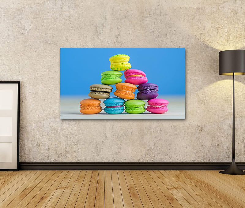 Bild auf Leinwand Bunte Macaron Wandbild Poster Kunstdruck Bilder Format: 100x57cm, Format: 100x57cm