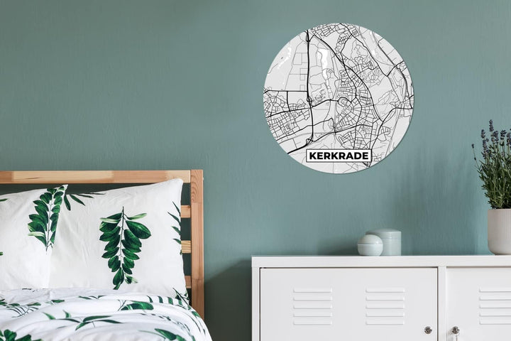 MuchoWow Wandbild Rund Wanddeko Deko Wohnzimmer Bilder 60x60 cm Kerkrade - Schwarz und weiss - Stadt