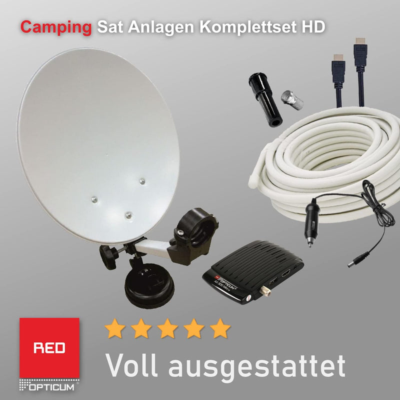 RED OPTICUM Camping Sat Anlagen Komplettset HD I Mobile Satelliten-Anlage mit Opticum AX 300 Mini V3