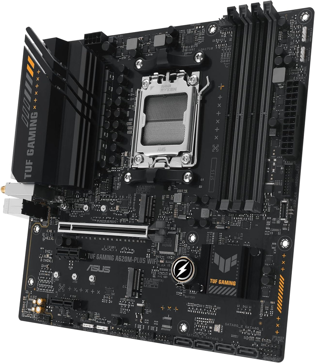 ASUS TUF GAMING A620M-PLUS WIFI Mainboard Sockel AMD A620 (Ryzen 7000, micro-ATX, DDR5 Speicher, PCI