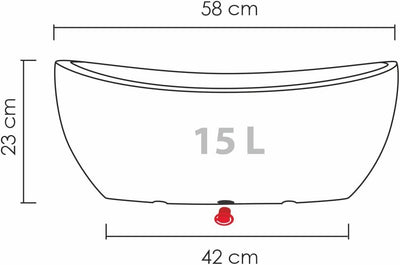 Scheurich Wave Globe Jardiniere, ovale Pflanzschale aus Kunststoff, Schwarz-Granit, 58 cm lang, 24 c