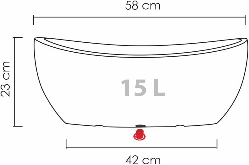 Scheurich Wave Globe Jardiniere, ovale Pflanzschale aus Kunststoff, Schwarz-Granit, 58 cm lang, 24 c