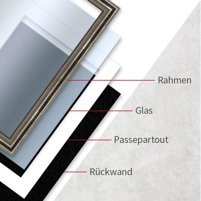 Mende Frames Bilderrahmen Antik 30x40cm I Farbe: Silber I Holzbilderrahmen I Fotorahmen I Silberner