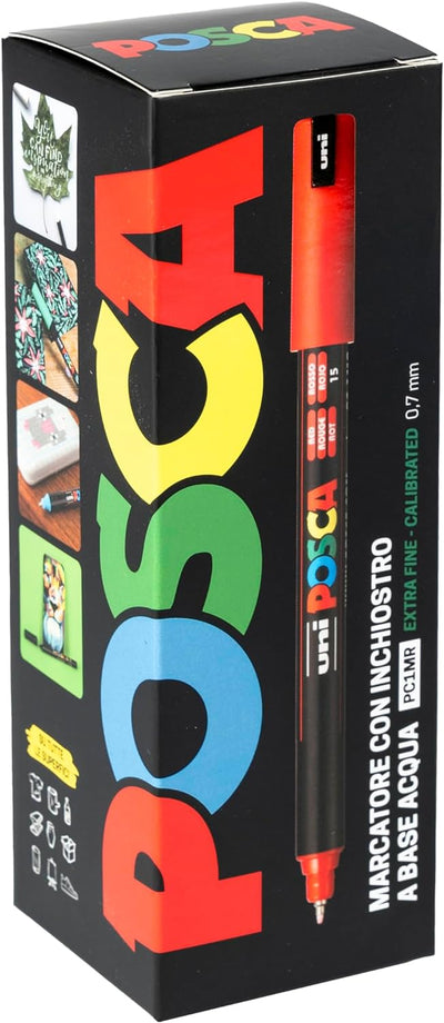 Posca - UniPosca Komplettes Set mit 9 Filzstiften, feine Spitze, 0,7 mm, sortiert für Schreibwaren u
