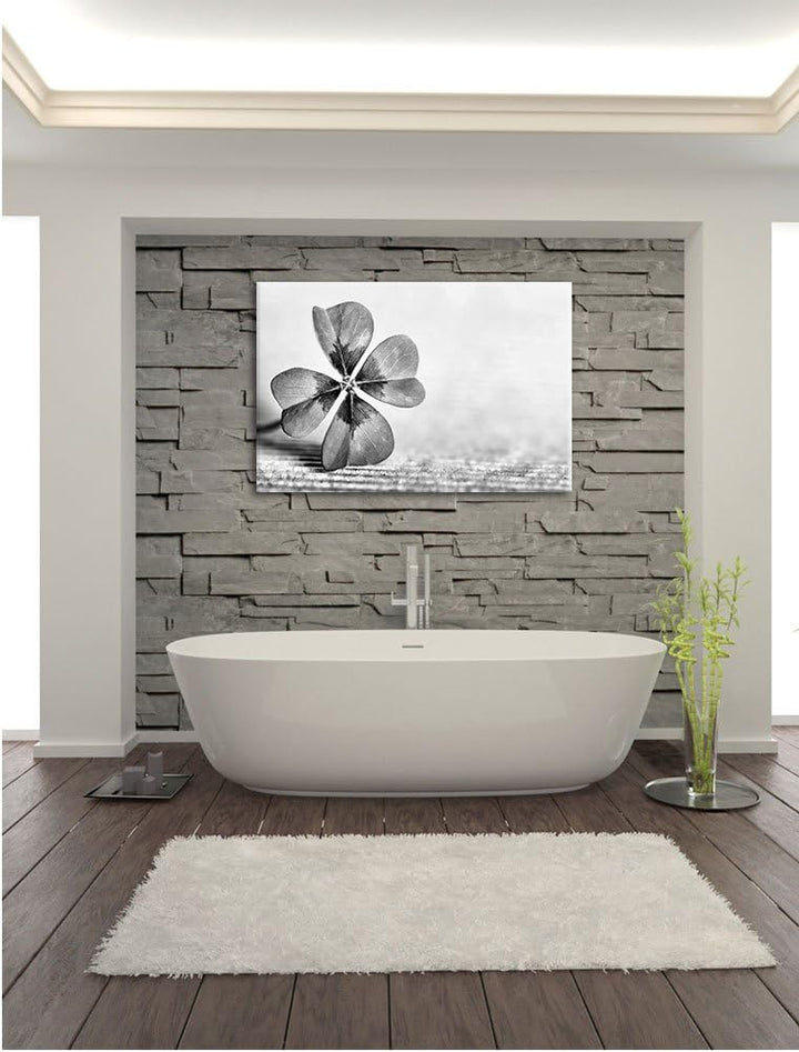 Pixxprint Glücks Kleeblatt mit 4 Blättern als Leinwandbild/Grösse: 100x70 cm/Wandbild/Kunstdruck/fer
