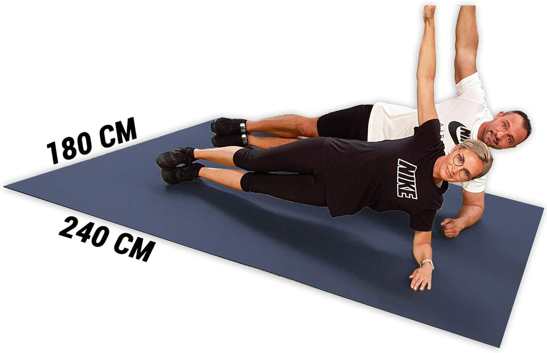 GYMEX Workout Fitness-Matte XXL, extra gross, rollbar, für Yoga, Sport & Fitness 240x180cm Grau, Gra