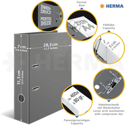 HERMA 19253 Ordner A4 Tierwelten Bauernhoftiere, 10 Stück, 7 cm breit, Motiv Aktenordner aus Pappe m