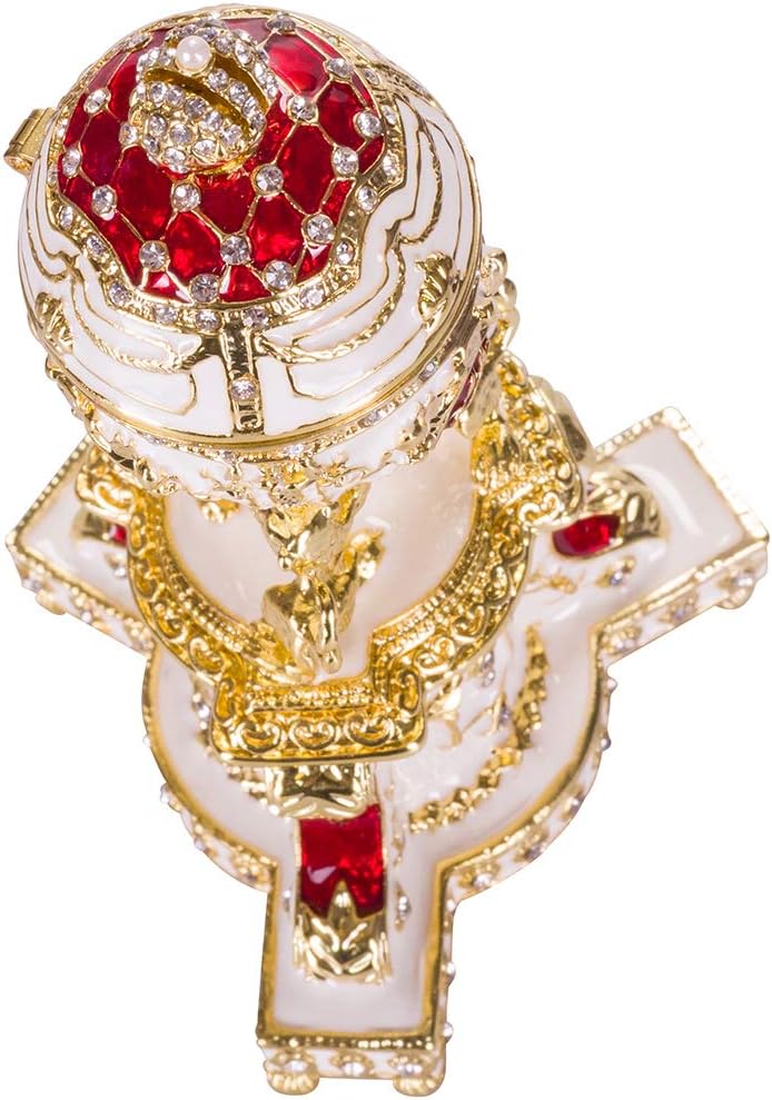 Fabergé-Stil Königliches dänisches Ei/Schmuckkästchen mit Löwen 13 cm rot