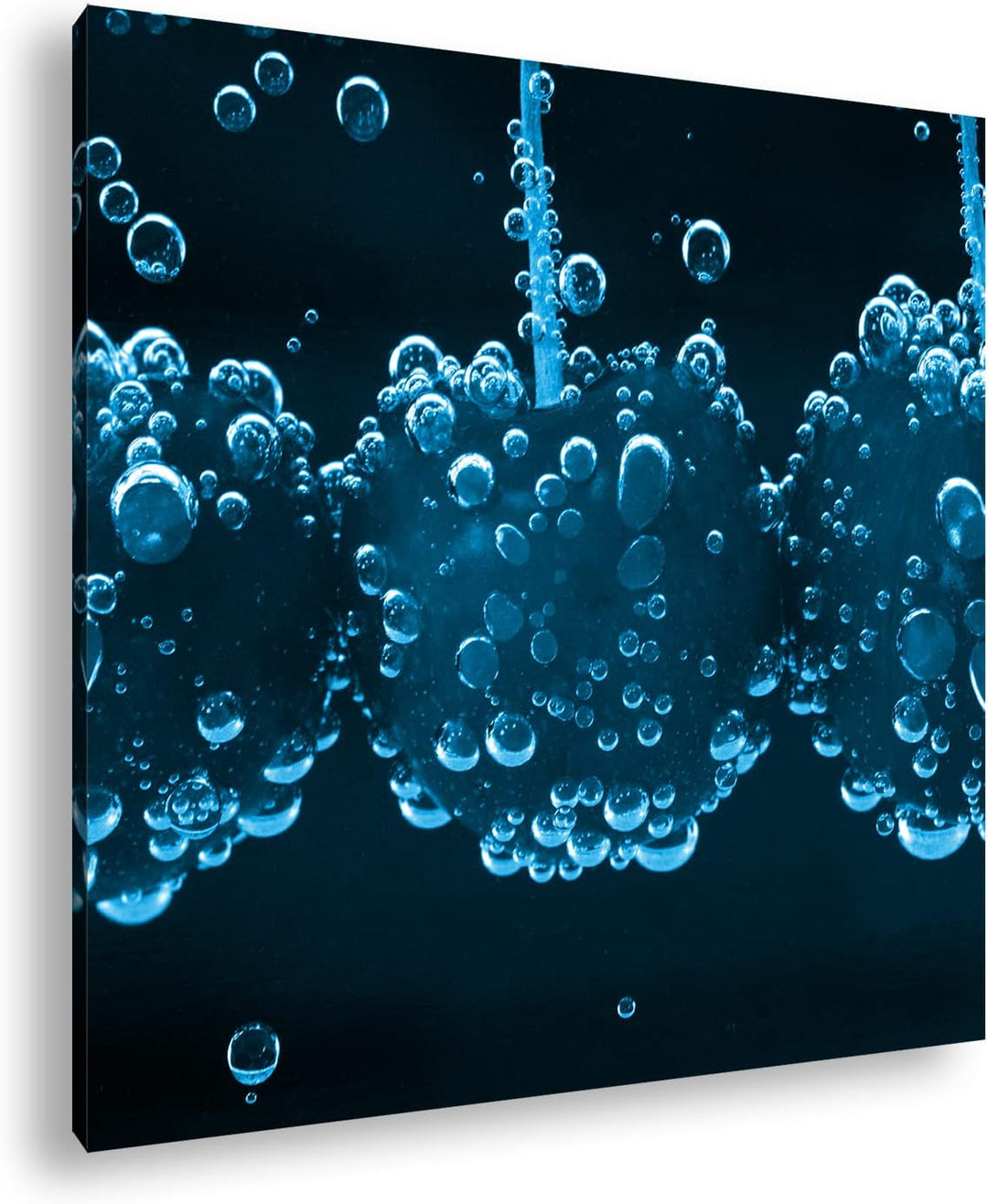 deyoli Wasserblasen an Kirschen Format: 60x60 Effekt: Monocrome Blau als Leinwand, Motiv fertig gera