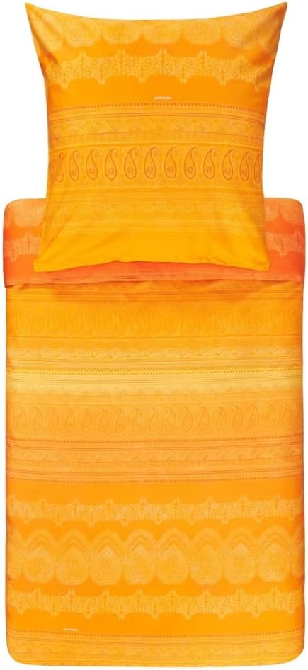 Bassetti Bettwäsche Garnitur Brunelleschi O2 Mandarine 3 tlg. Mako-Satin mit Reissverschluss, Masse: