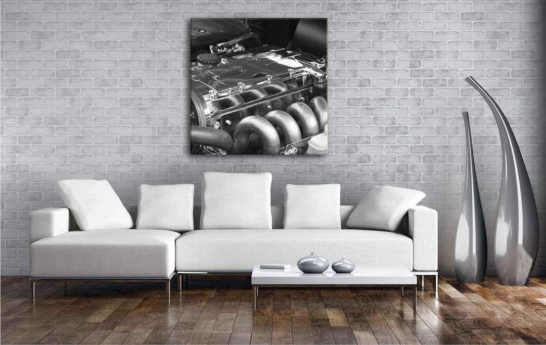 deyoli Motorblock Format: 70x70 Effekt: Schwarz&Weiss als Leinwandbild, Motiv fertig gerahmt auf Ech