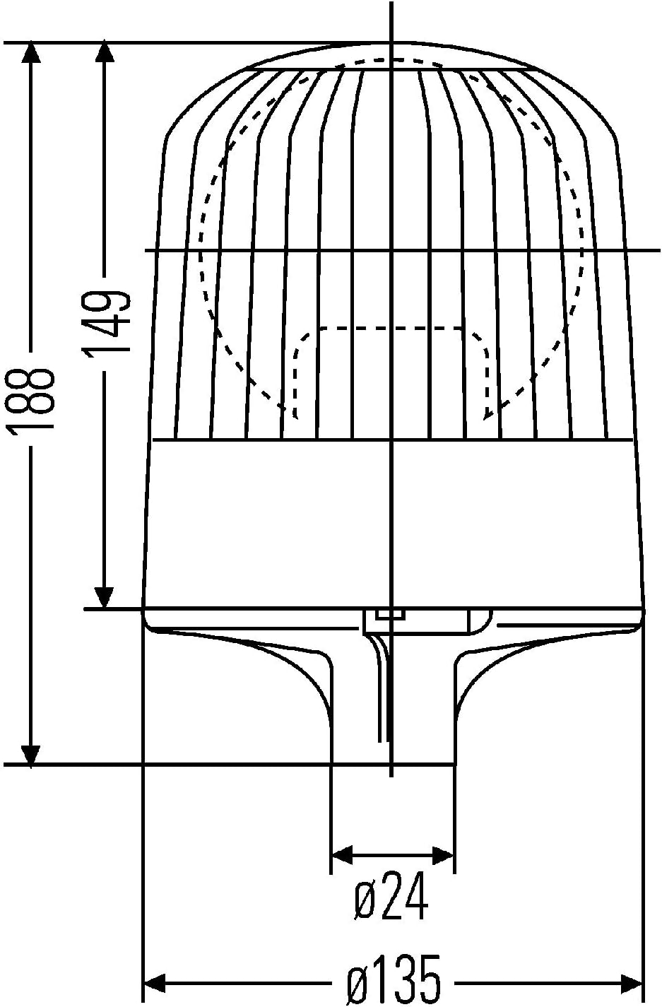 HELLA - Halogen-Rundumkennleuchte - KL Junior - 12V - gelb - Rohrstutzen - 2RL 007 551-001 Rohrstutz