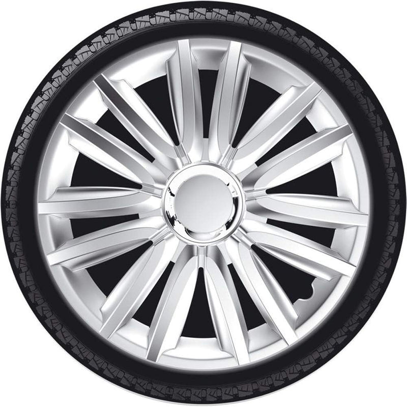 AUTO-STYLE Satz Radzierblenden Intenso Pro 13-Zoll Silber + Chrom Ringe 13-inch Silber + Chrom Ringe