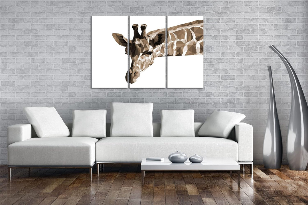 deyoli Illustration einer Giraffe Format: 3Teilig Effekt: Sepia als Leinwandbild, Motiv fertig gerah