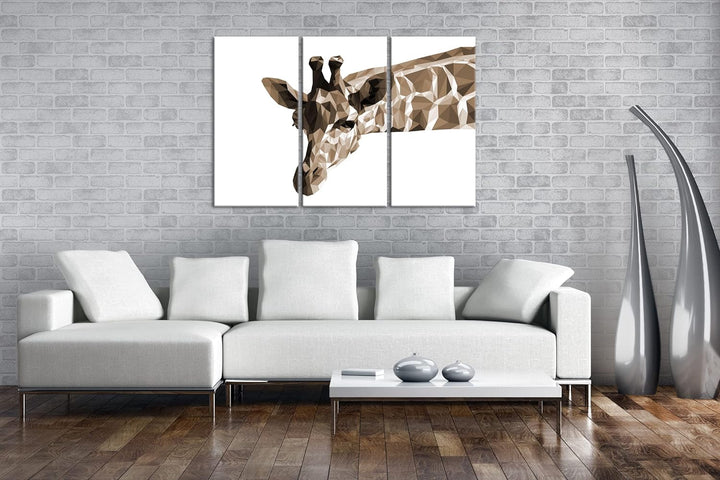 deyoli Illustration einer Giraffe Format: 3Teilig Effekt: Sepia als Leinwandbild, Motiv fertig gerah