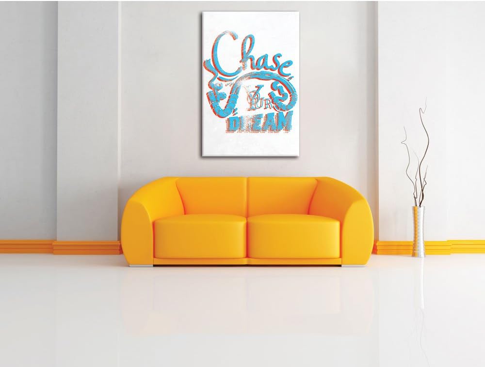 Pixxprint Chase Your Dream White Bild auf Leinwand, XXL riesige Bilder fertig gerahmt mit Keilrahmen