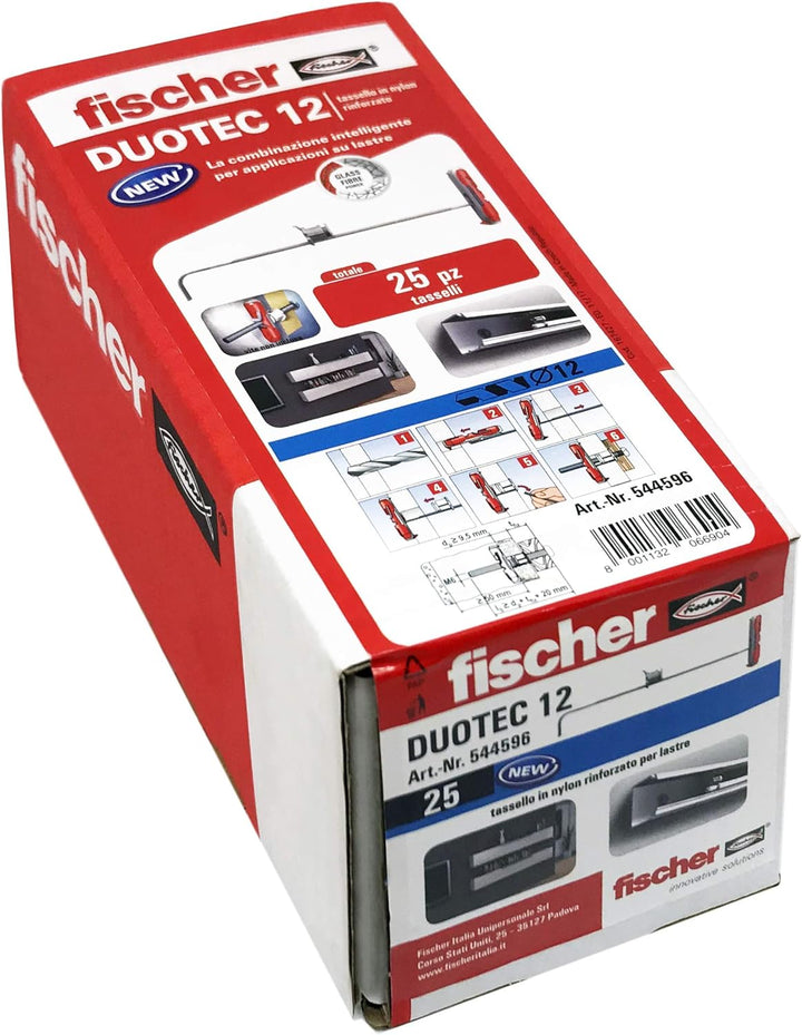 Fischer 544596 Pappdübel Duotec 12 für Schrauben M6, grau, 12 mm, 12 mm