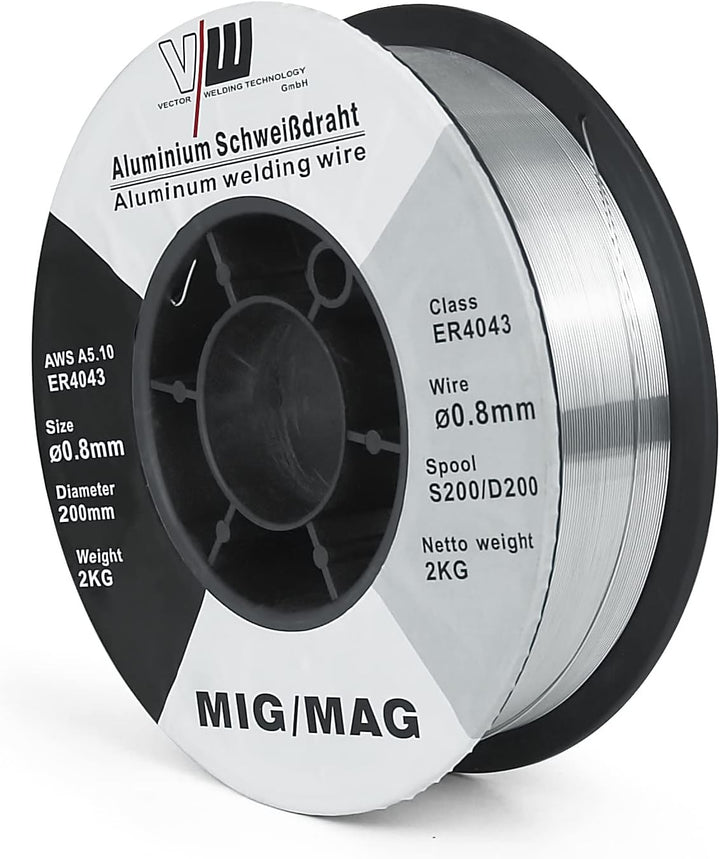 MIG MAG Schweissdraht ER4043 - Aluminium - Drahtrolle D200/S200-2kg - 0.8mm Durchmesser - VECTOR WEL