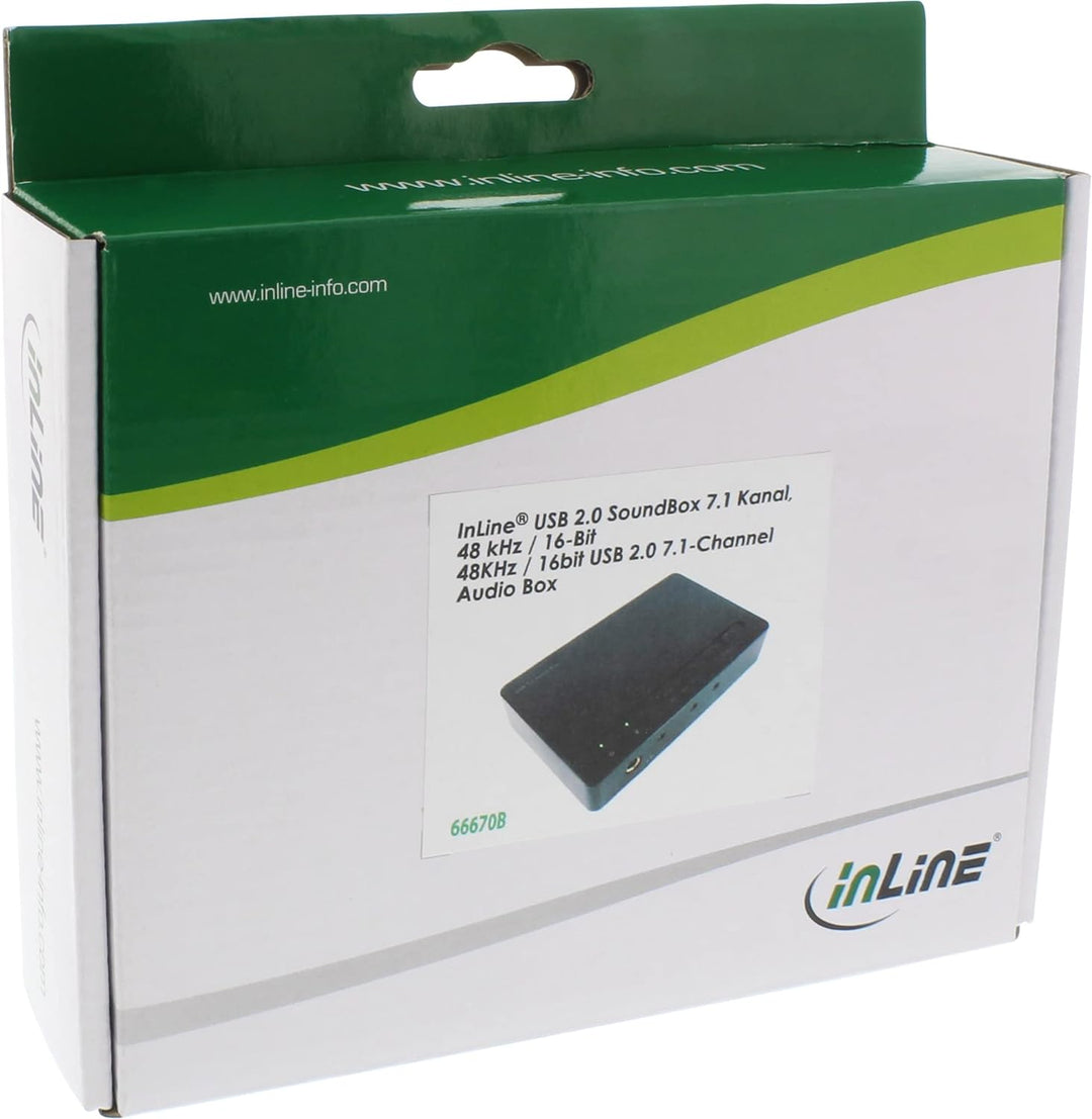 InLine 66670B USB 2.0 SoundBox 7.1, 48KHz / 16-bit, mit Toslink Digital IN / OUT