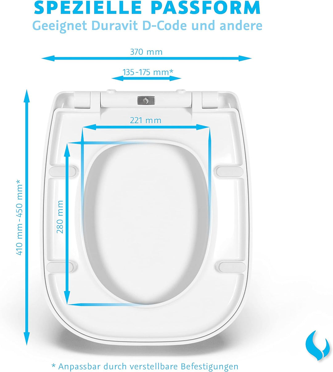 Bullseat® premium Toilettendeckel weiss passend zu Duravit D-Code. Klodeckel mit Absenkautomatik/Sof