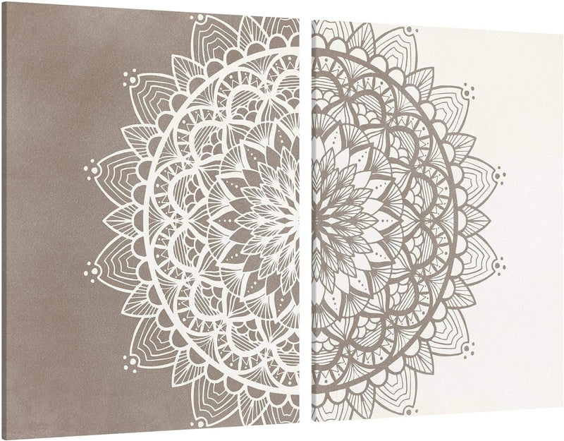 Bilderwelten Leinwand-Bild 2-teilig - Mandala Illustration Shabby 2X 40x30cm Recycled Canvas 2x 40x3