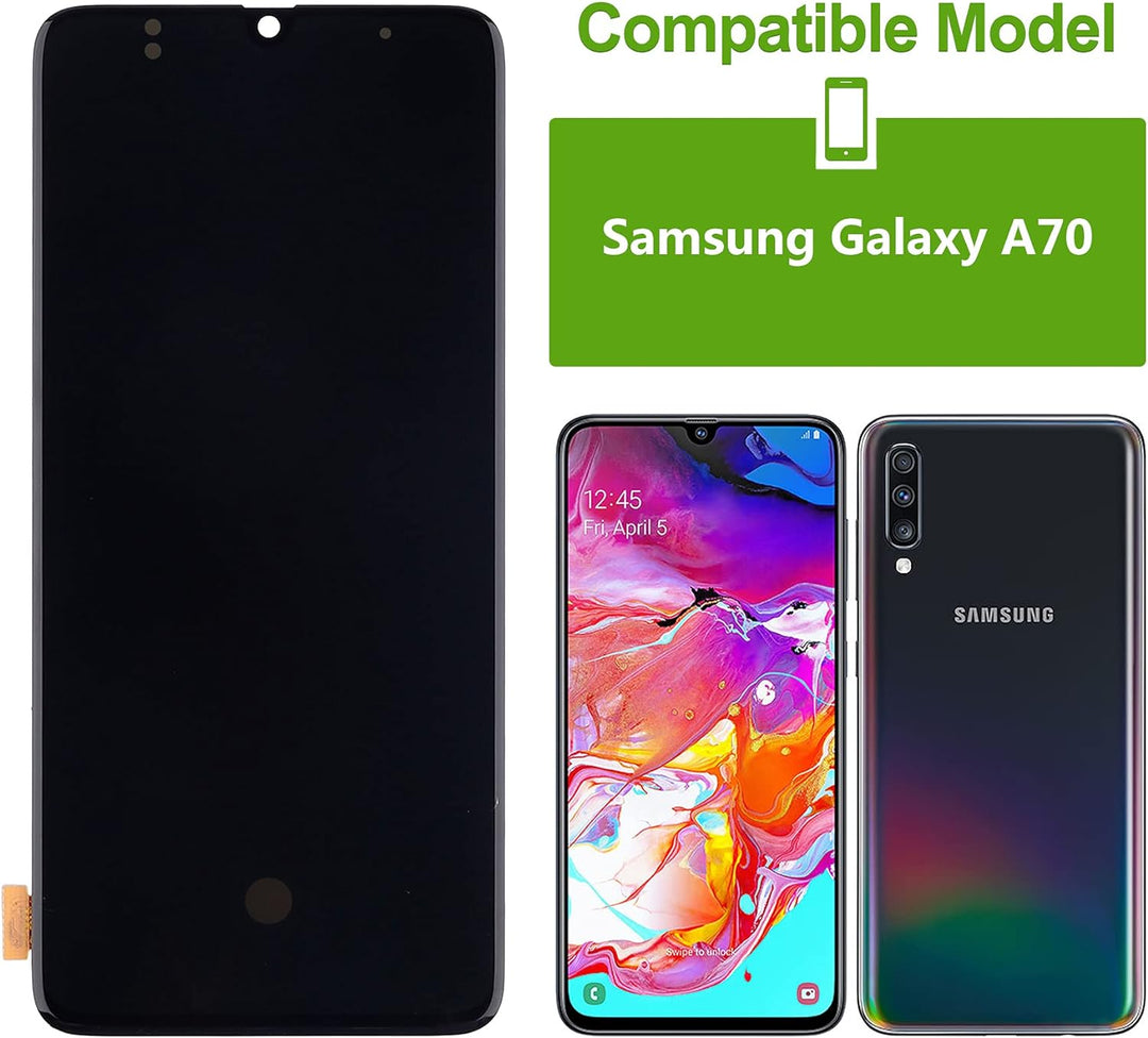 SwarKing AMOLED kompatibel mit Samsung Galaxy A70 LCD Display Touch Screen Digitizer (Schwarz ohne R