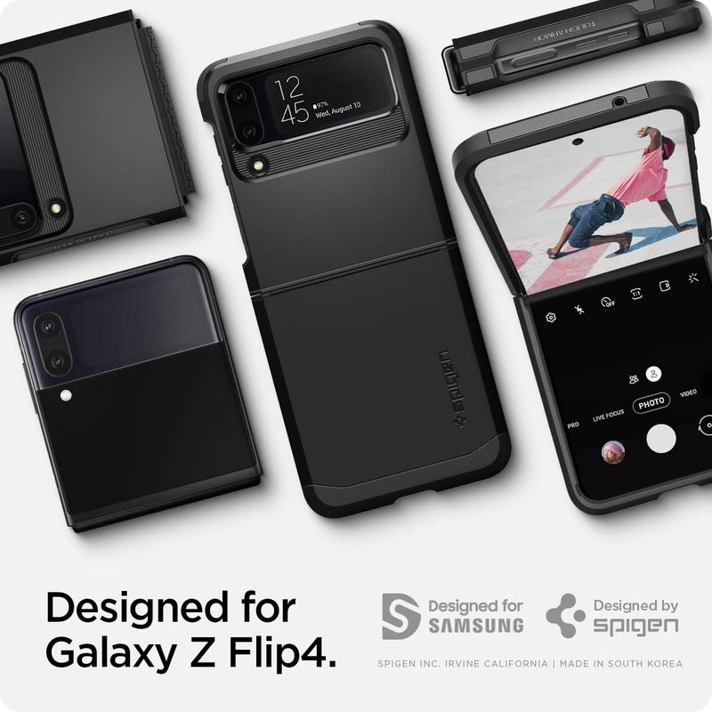 Spigen Tough Armor Hülle Kompatibel mit Samsung Galaxy Z Flip 4 5G -Schwarz