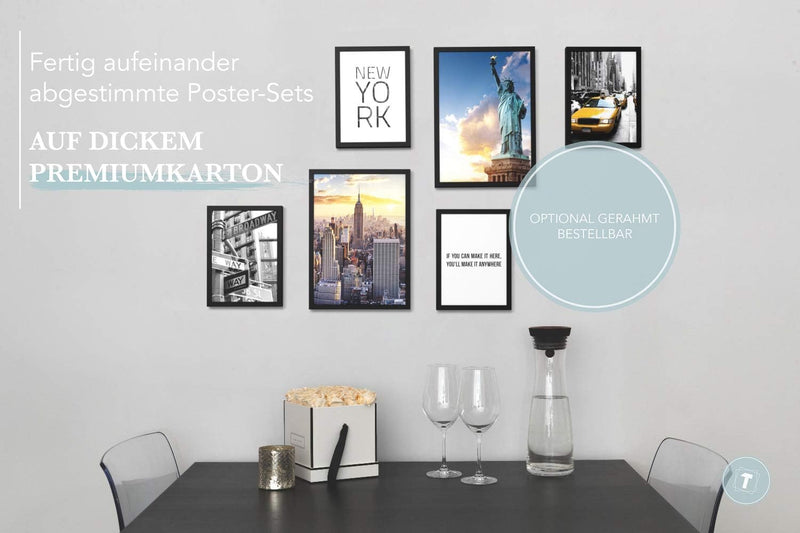 Papierschmiede® Mood Poster Set New York, Bilder Wohnzimmer Deko Schlafzimmer, 2x 30x40cm und 4x 20x