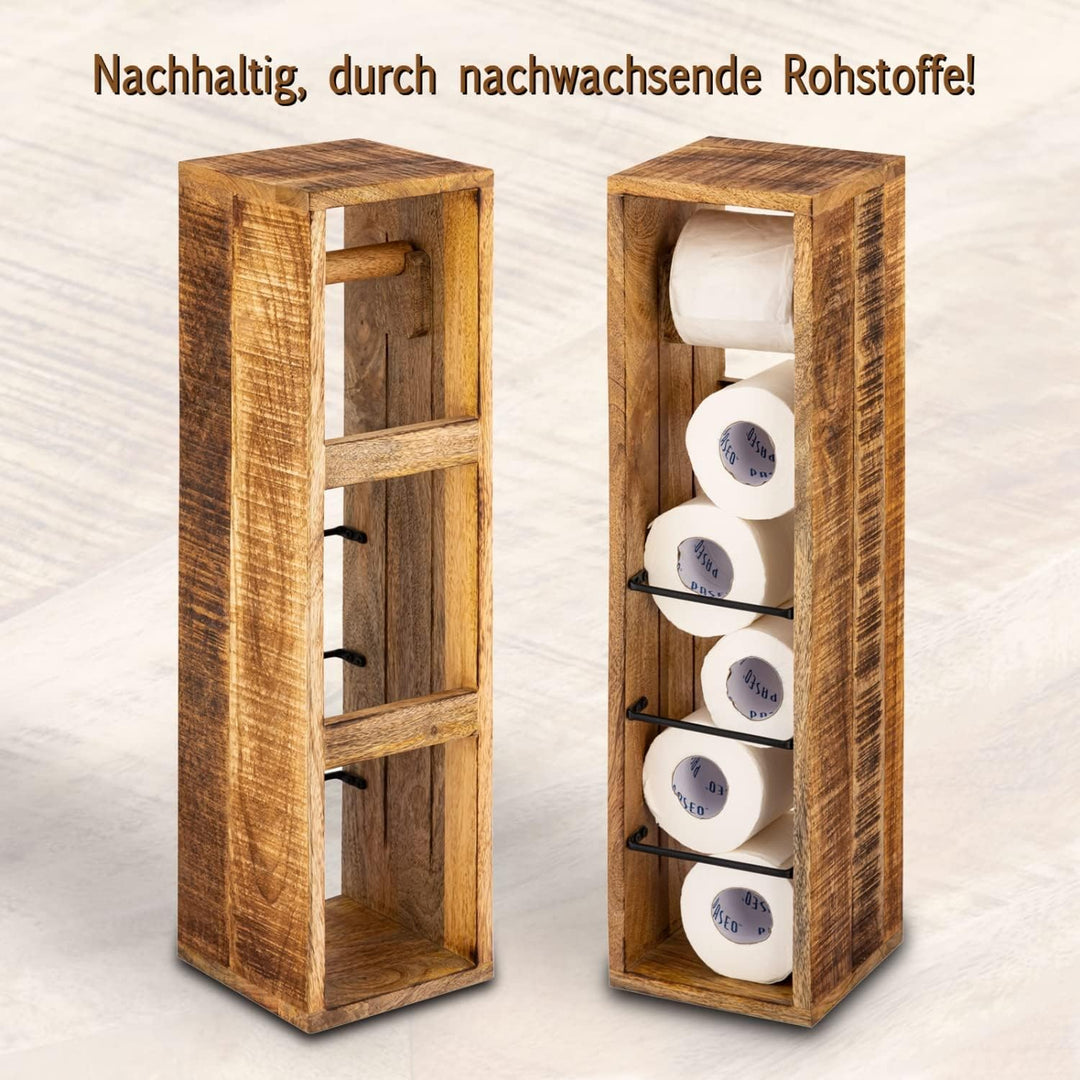 casamia Toilettenpapierhalter Holz 17x17 H 65 cm Klopapierhalter Klorollenhalter aus quadratisch Man